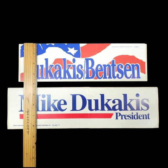 Mike Dukakis President 1988 Presidential Campaign Bentsen Sticker Lot Of 2 NOS - Picture 4 of 6